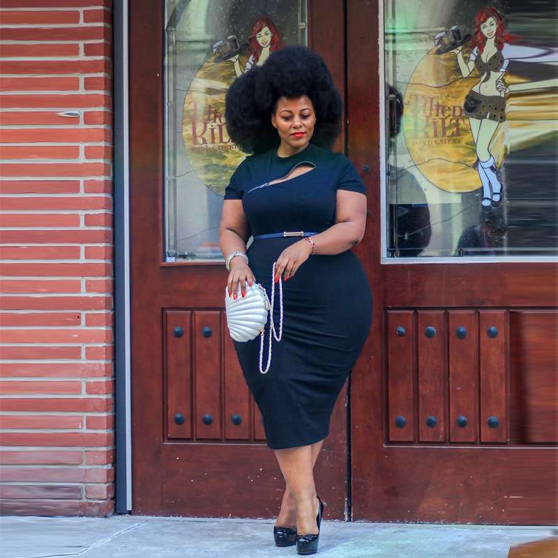 Robe mi-longue moulante manches courtes - Chic&Shines