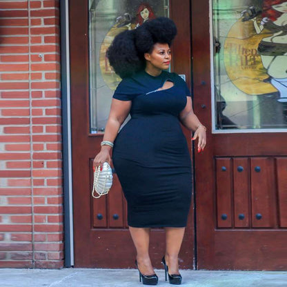 Robe mi-longue moulante manches courtes - Chic&Shines