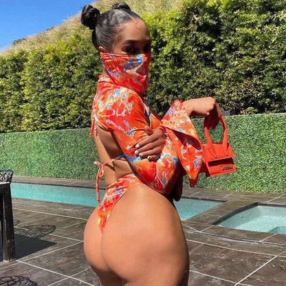 Maillot De Bain Deux Pièces Imprimé Graphique Aux Couleurs Vives - Chic&Shines