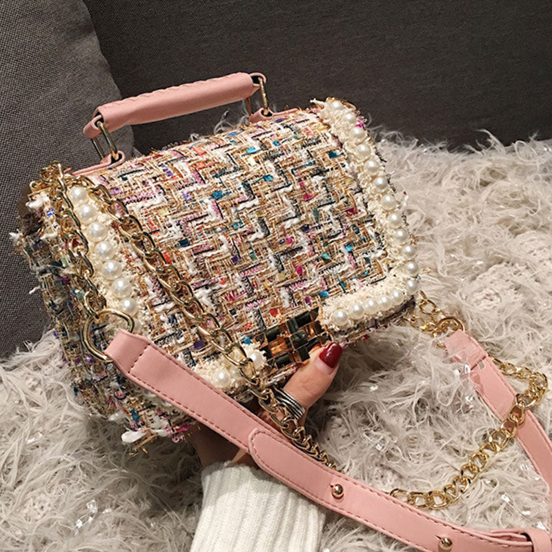 Sac Carré Élégante a Chaîne Décoration Perle - Chic&Shines