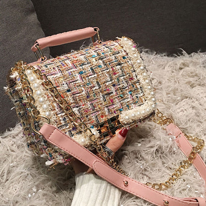 Sac Carré Élégante a Chaîne Décoration Perle - Chic&Shines