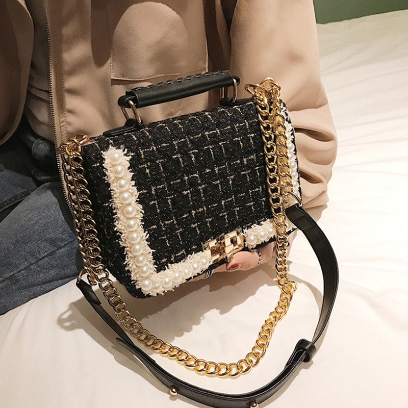 Sac Carré Élégante a Chaîne Décoration Perle - Chic&Shines