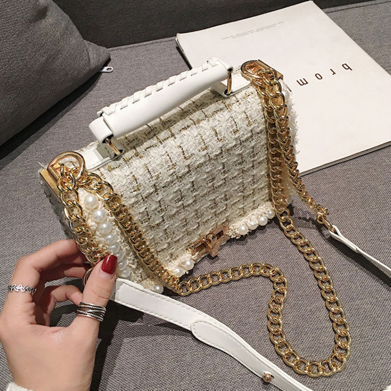 Sac Carré Élégante a Chaîne Décoration Perle - Chic&Shines