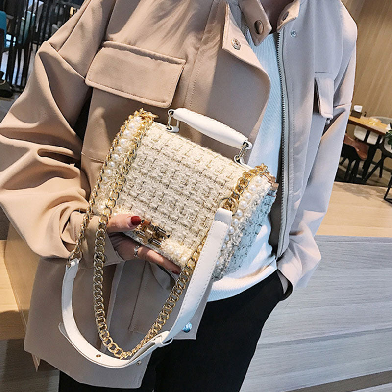 Sac Carré Élégante a Chaîne Décoration Perle - Chic&Shines