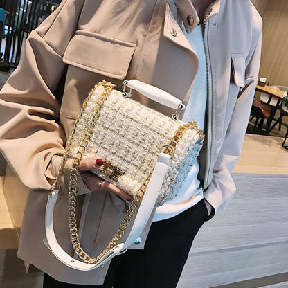 Sac Carré Élégante a Chaîne Décoration Perle - Chic&Shines