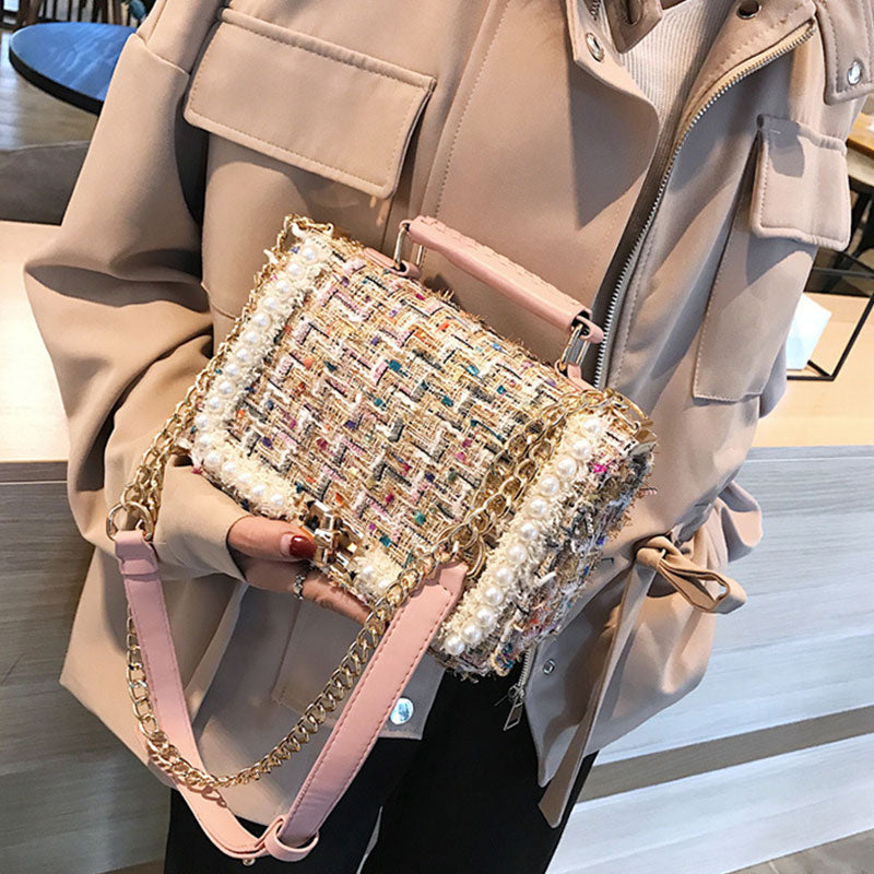 Sac Carré Élégante a Chaîne Décoration Perle - Chic&Shines