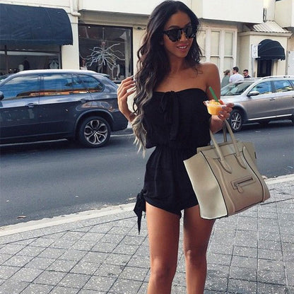 Combishort sans manche à nœud décontractée couleur Unie - Chic&Shines