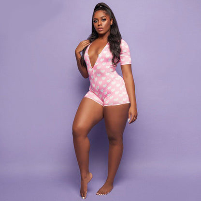 Combinaison short court motif petit coeur - Chic&Shines