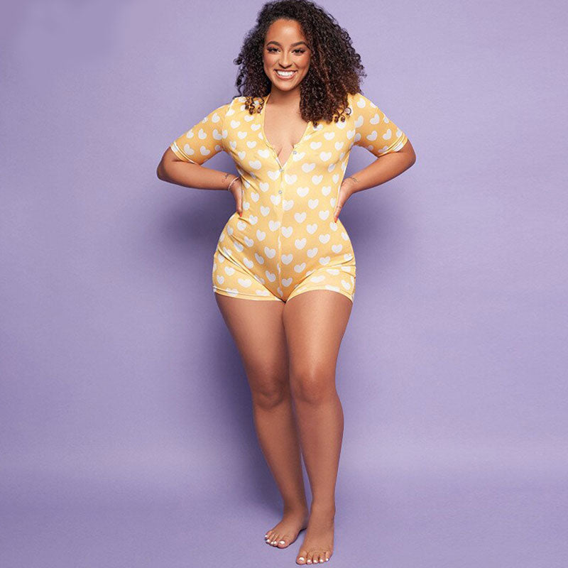 Combinaison short court motif petit coeur - Chic&Shines