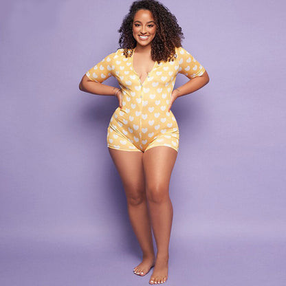 Combinaison short court motif petit coeur - Chic&Shines