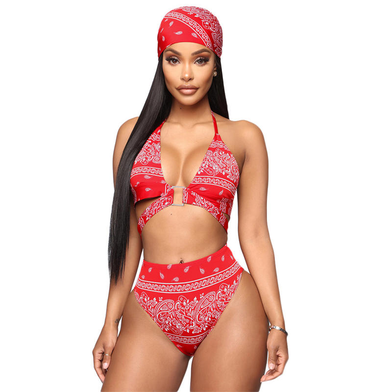 Maillot de bain bikini trois pièces avec imprimé bandana & kimono - Chic&Shines