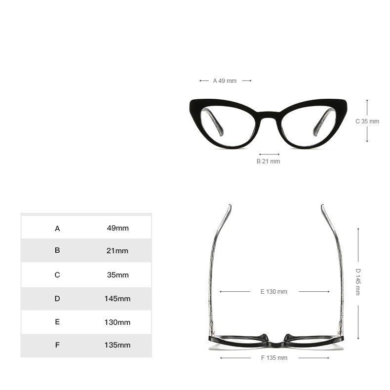 Cat Eye Frame avec lunettes anti-lentilles bleues - Chic&Shines