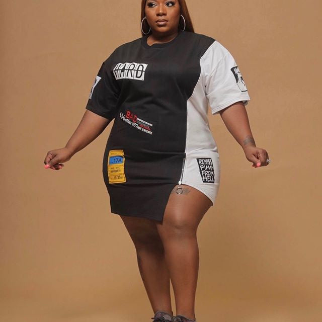 Robe courte ourlet zippé à motif - Chic&Shines