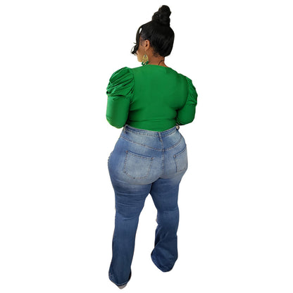 Chemisier col V croisé épaule Bouffante - Chic&Shines