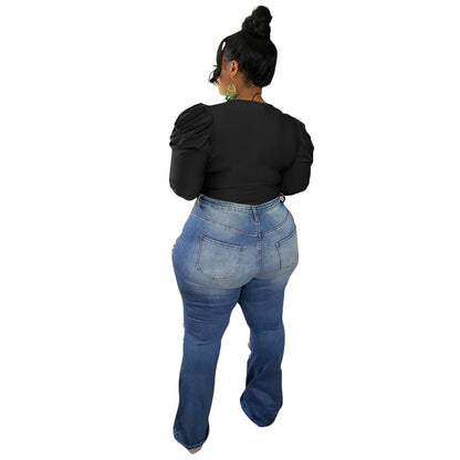 Chemisier col V croisé épaule Bouffante - Chic&Shines