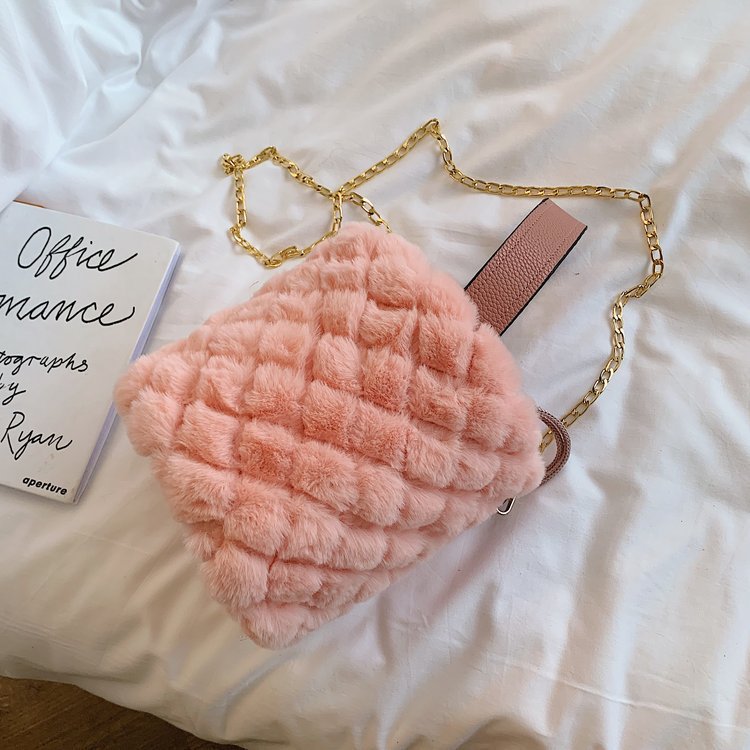 Sac seau à bandoulière Peluche Couleur Unie - Chic&Shines