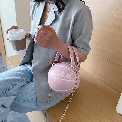 Sac à main Basket-Ball Forme rond Mode Femme, Chaîne doré et Simili cuir - Chic&Shines