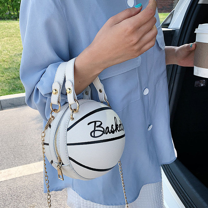 Sac à main Basket-Ball Forme rond Mode Femme, Chaîne doré et Simili cuir
