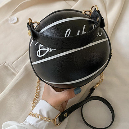 Sac à main Basket-Ball Forme rond Mode Femme, Chaîne doré et Simili cuir - Chic&Shines