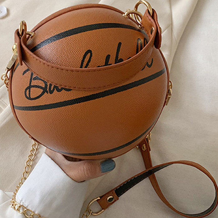 Sac à main Basket-Ball Forme rond Mode Femme, Chaîne doré et Simili cuir - Chic&Shines
