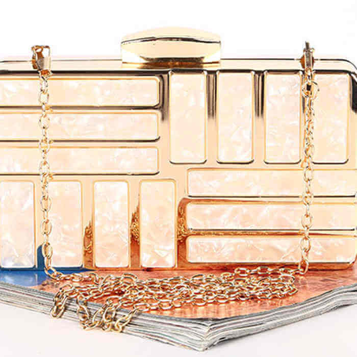 Sac de Soirée Carré Design Acrylique Chaîne dorée - Chic&Shines
