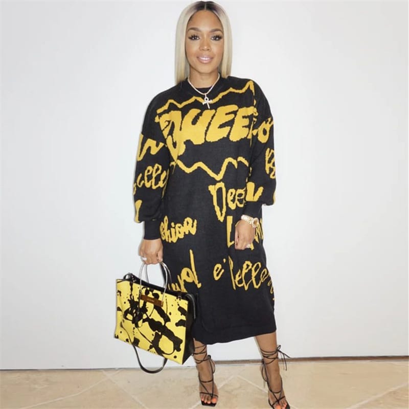 Robe mi longue ample à manches longues - Chic&Shines