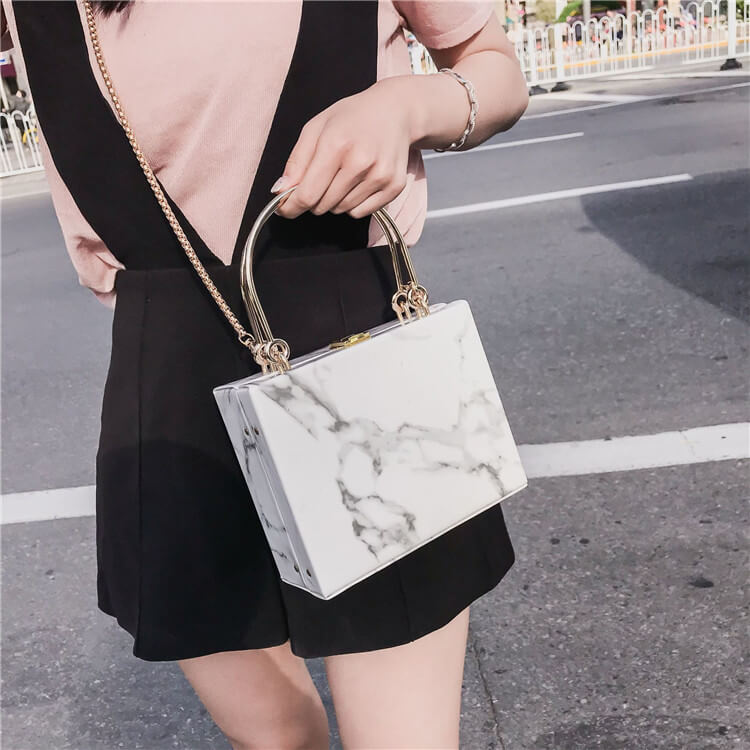 Sac à Poignée Carrée Impression Marbre - Chic&Shines