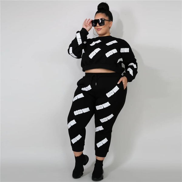 Long Sleeve Top and Pants Set Letter Pinting 