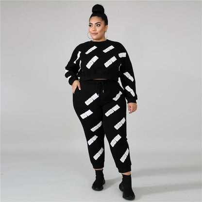 Ensemble Manches Longues Haut Et Pantalon Lettre Pinting - Chic&Shines