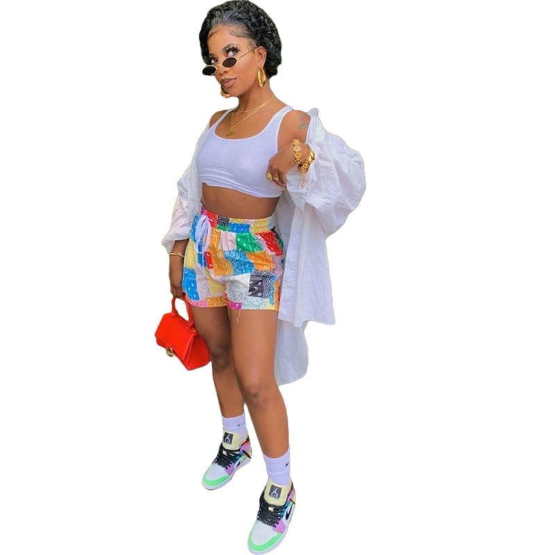 Short court imprimer carreau multicolore - Chic&Shines