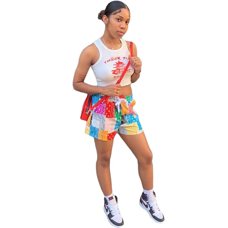 Short court imprimer carreau multicolore - Chic&Shines