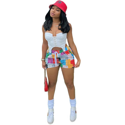 Short court imprimer carreau multicolore - Chic&Shines