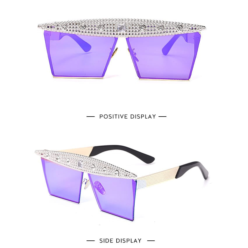 Lunettes de soleil grande monture décoration strass - Chic&Shines
