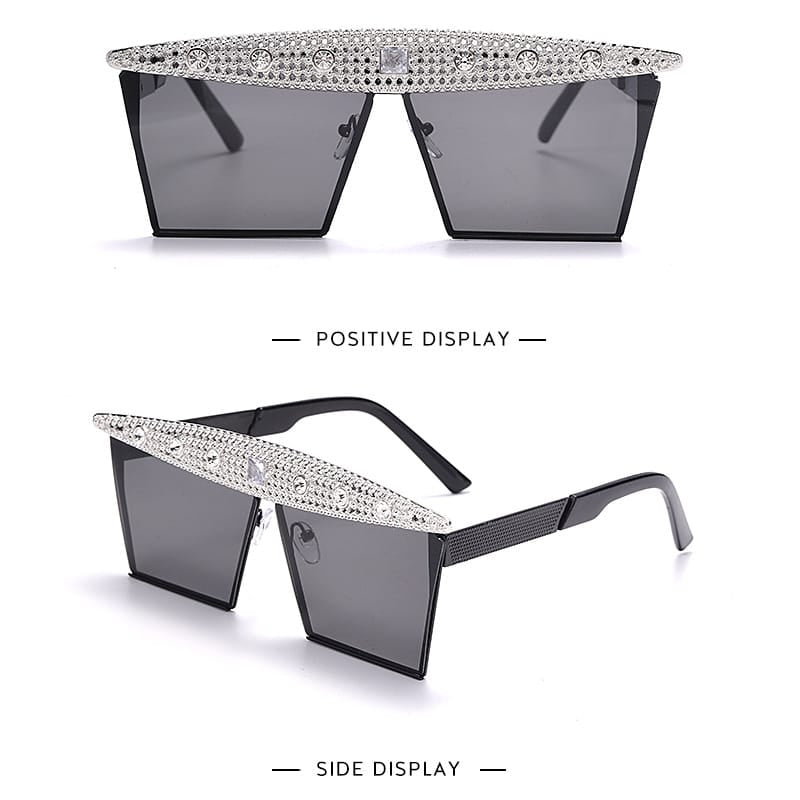 Lunettes de soleil grande monture décoration strass - Chic&Shines