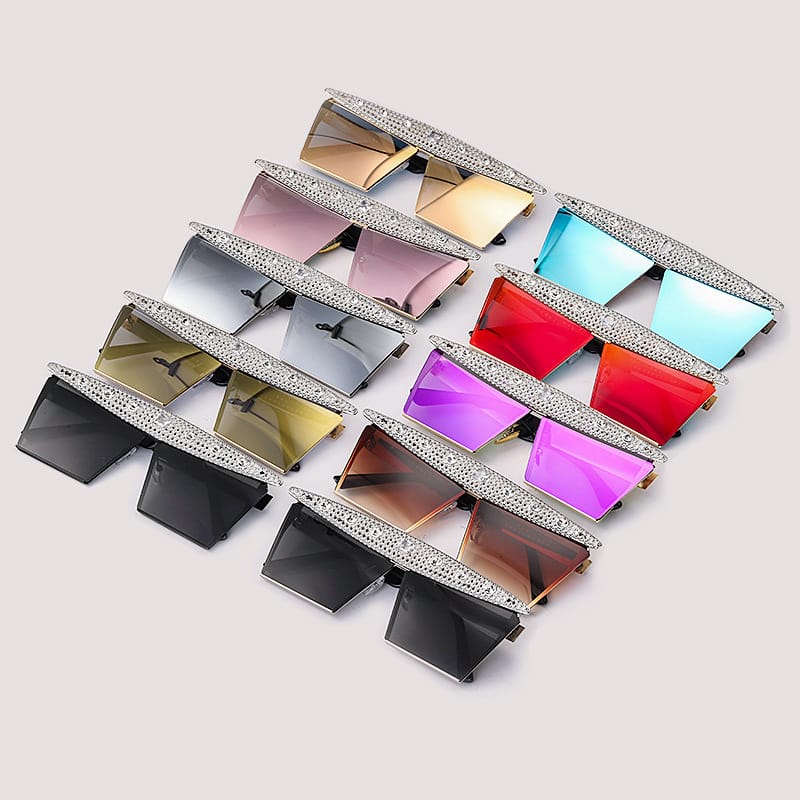 Lunettes de soleil grande monture décoration strass - Chic&Shines
