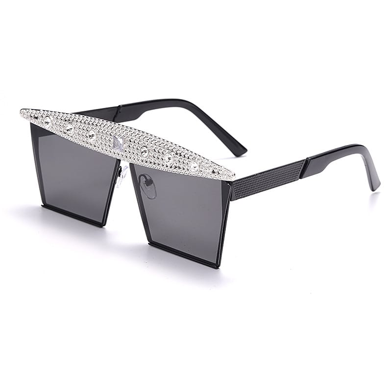 Lunettes de soleil grande monture décoration strass - Chic&Shines