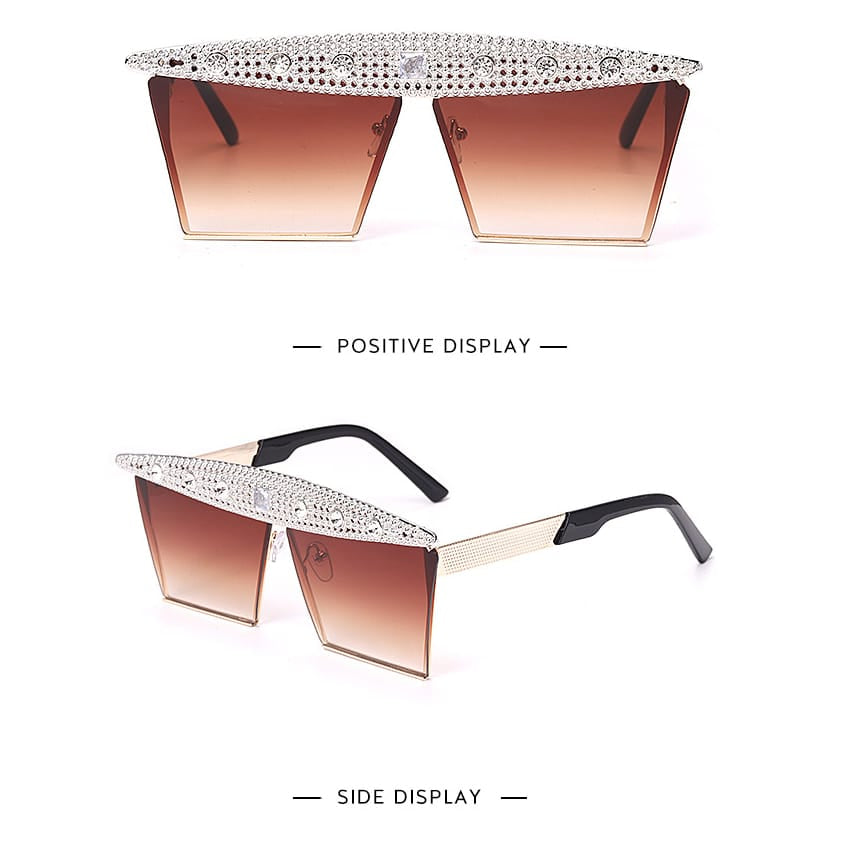 Lunettes de soleil grande monture décoration strass - Chic&Shines