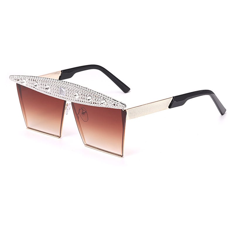 Lunettes de soleil grande monture décoration strass - Chic&Shines