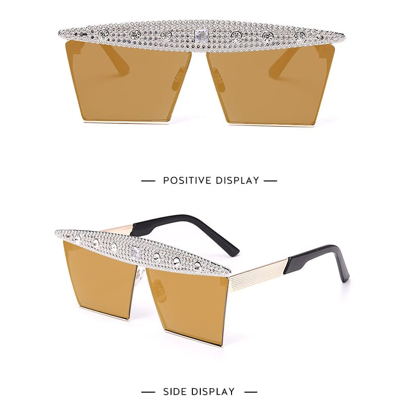 Lunettes de soleil grande monture décoration strass - Chic&Shines