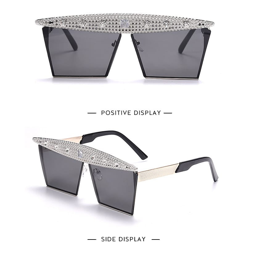 Lunettes de soleil grande monture décoration strass - Chic&Shines