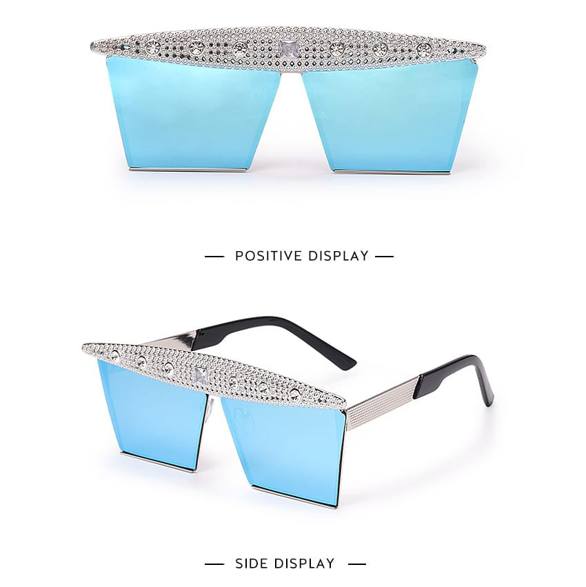 Lunettes de soleil grande monture décoration strass - Chic&Shines