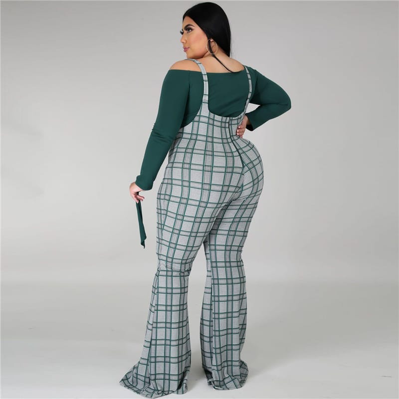 Ensemble haut manches longues à nœud et pantalon bretelles - Chic&Shines