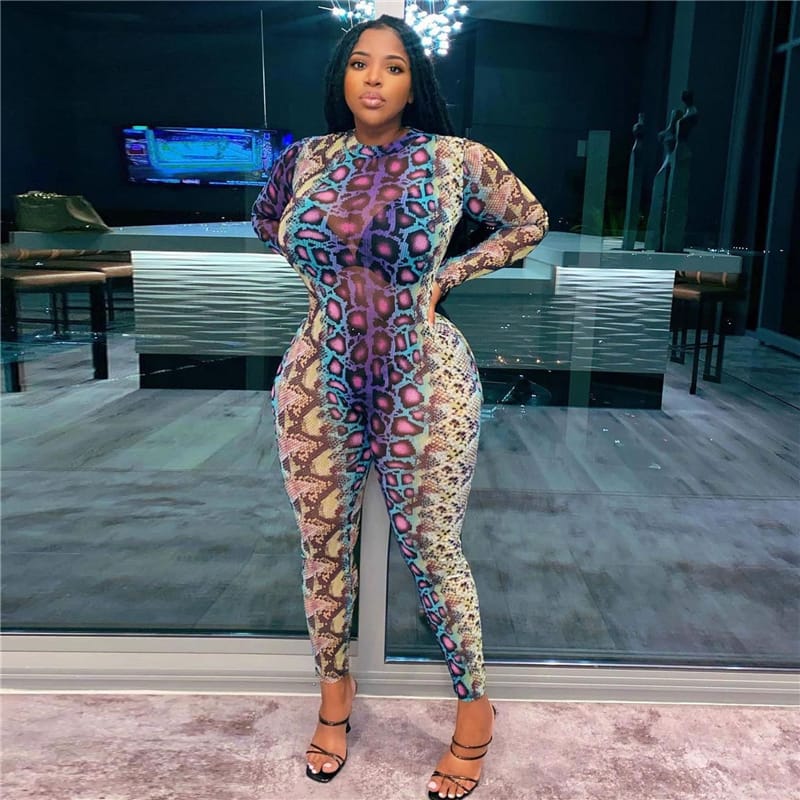 Combinaisons À Manches Longues Impression Serpent - Chic&Shines