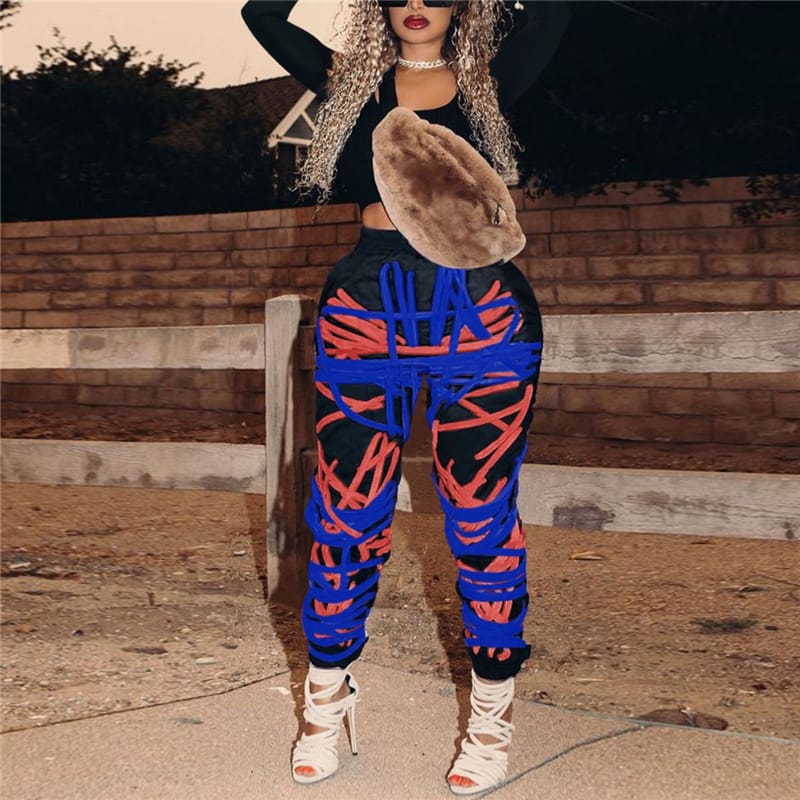 Pantalon de jogging contraste couleur Rayé - Chic&Shines