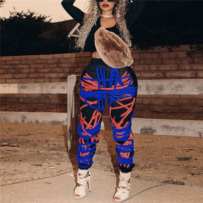 Pantalon de jogging contraste couleur Rayé - Chic&Shines