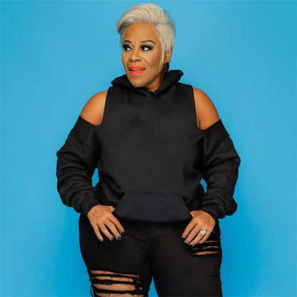 Sweat À Capuche Épaule Dégagé - Chic&Shines