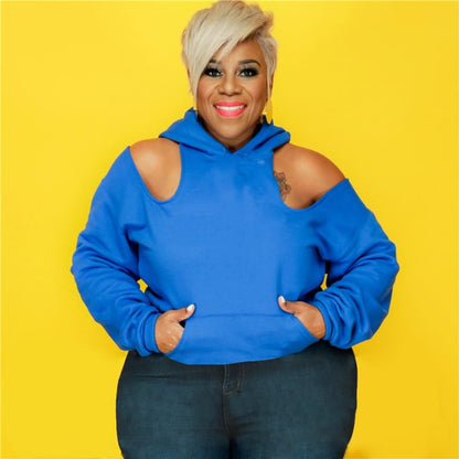 Sweat À Capuche Épaule Dégagé - Chic&Shines