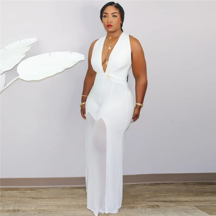 Combinaison sans manches décolleté mousseline - Chic&Shines