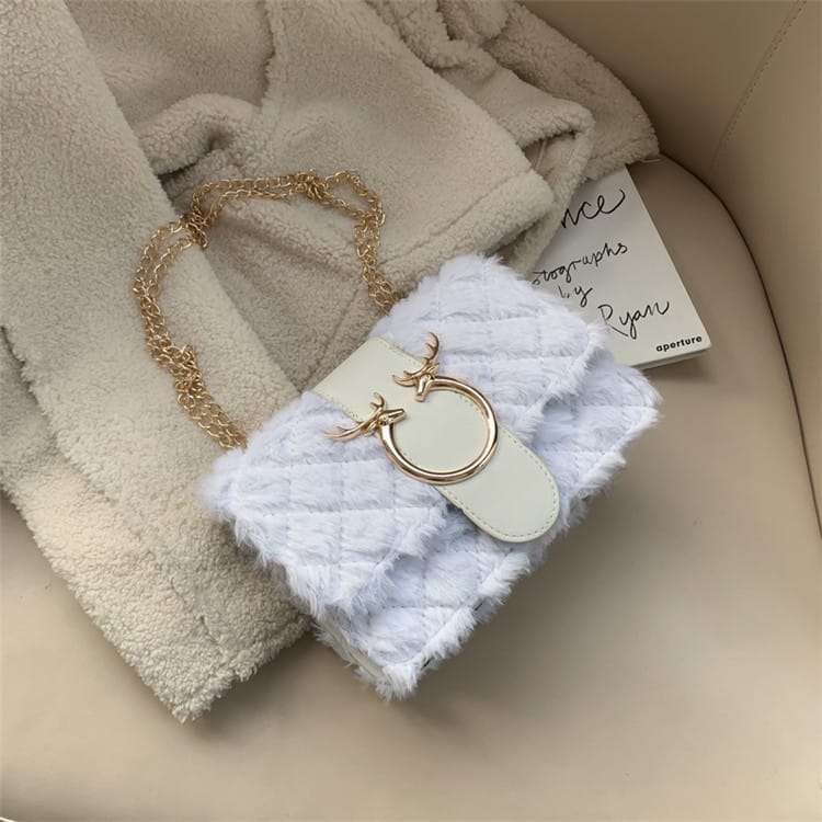 Sac Bandoulière Décoration Peluche Chaîne Métal - Chic&Shines