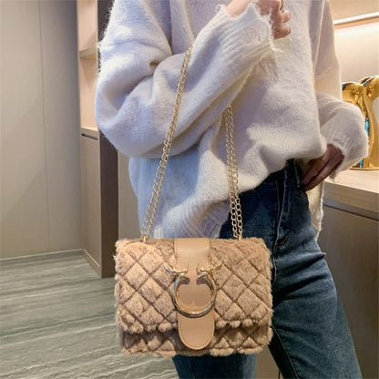 Sac Bandoulière Décoration Peluche Chaîne Métal - Chic&Shines